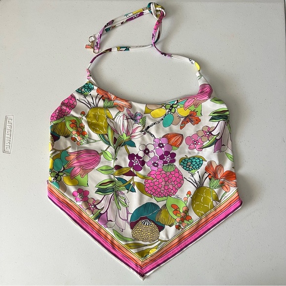 Trina Turk Key West Botanical Hankerchief Scarf Tankini Top & Shirred Bottom 6 - Picture 2 of 16